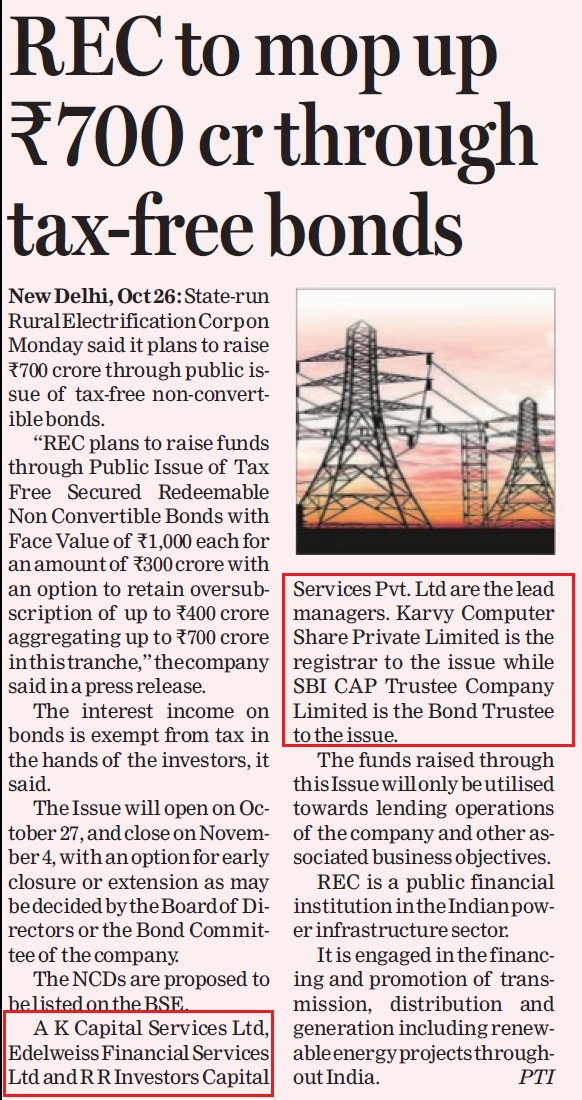 REC to mop up Rs 700 cr through tax-free bonds