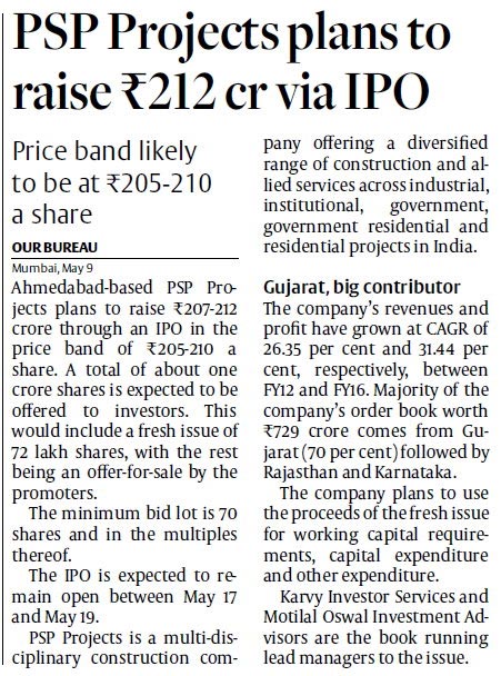 PSP Projects plans to raise Rs 212 cr via IPO